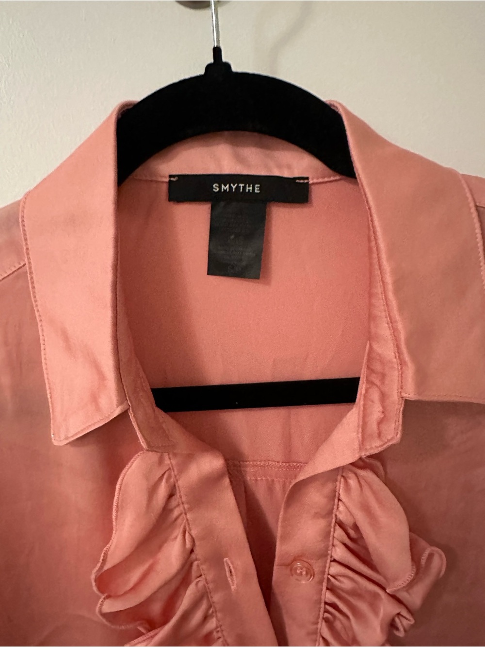 Smythe Tuxedo Blouse, Rose Pink, sz Small - Picture 4 of 7